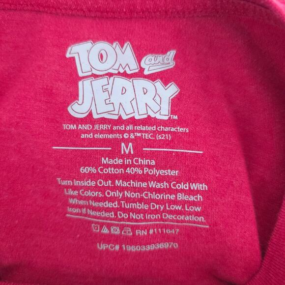 Tom & Jerry Official Licensed Red Distressed Graphic T-Shirt Classic Animation M - Picture 7 of 9